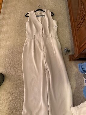 Abercrombie & Fitch Cream Sleeveless Wide-Leg Jumpsuit NEW WITH TAGS